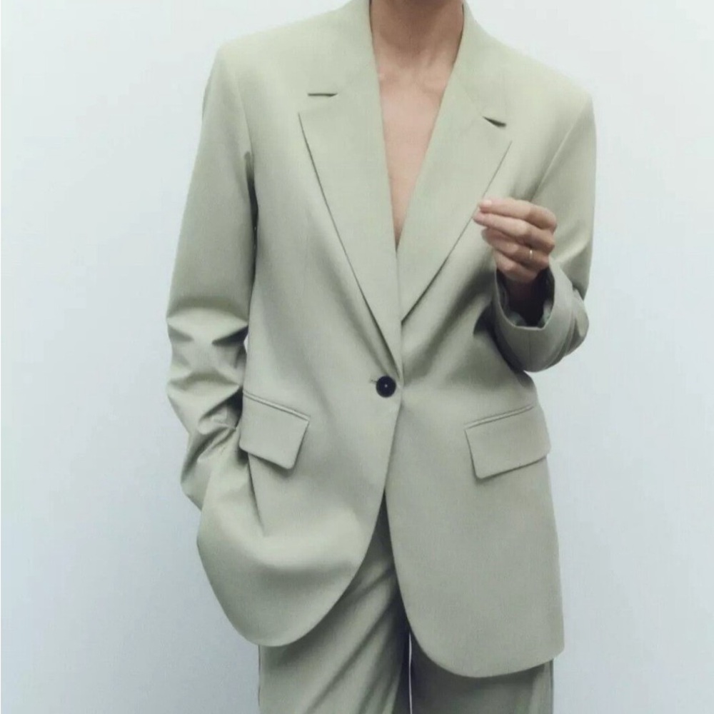Zara Light Green Oversized Blazer